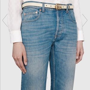 Gucci leather belt with double G buckle